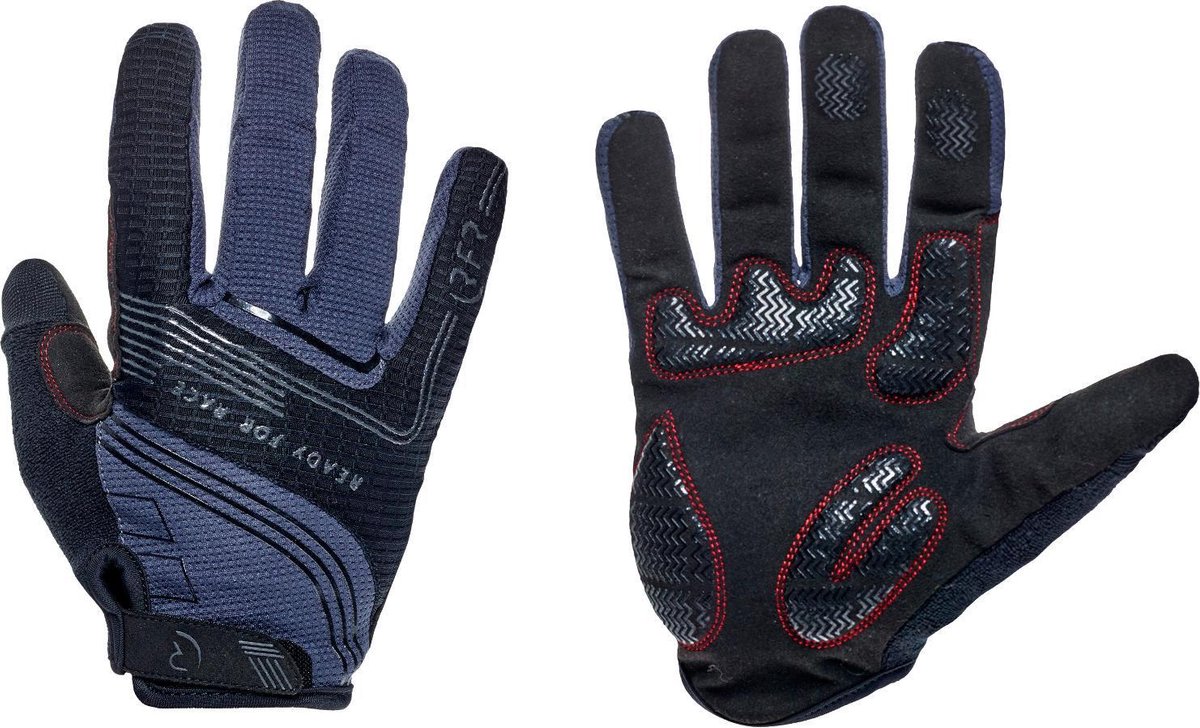 RFR Handschoenen - Fietshandschoenen - Sporthandschoen - Lichtgewicht - Lange vinger handschoenen - Absorberend materiaal op duim - Zwart/grijs - Maat S