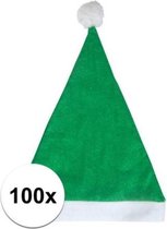 100x Groene voordelige kerstmuts voor volwassenen - Kerstcadeau