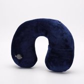 CoshX® comfortabel ruimtebesparende nekkussen u shape blauw met ruimte voor telefoon - Opblaasbaar met verwijderbare zachte hoes - Inflatable pillow dark blue