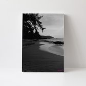 Strand | Zwart-Wit | Zee | Natuur | Stichting BY Amanda | Canvasdoek | Wanddecoratie | 100CM x 150CM | Schilderij