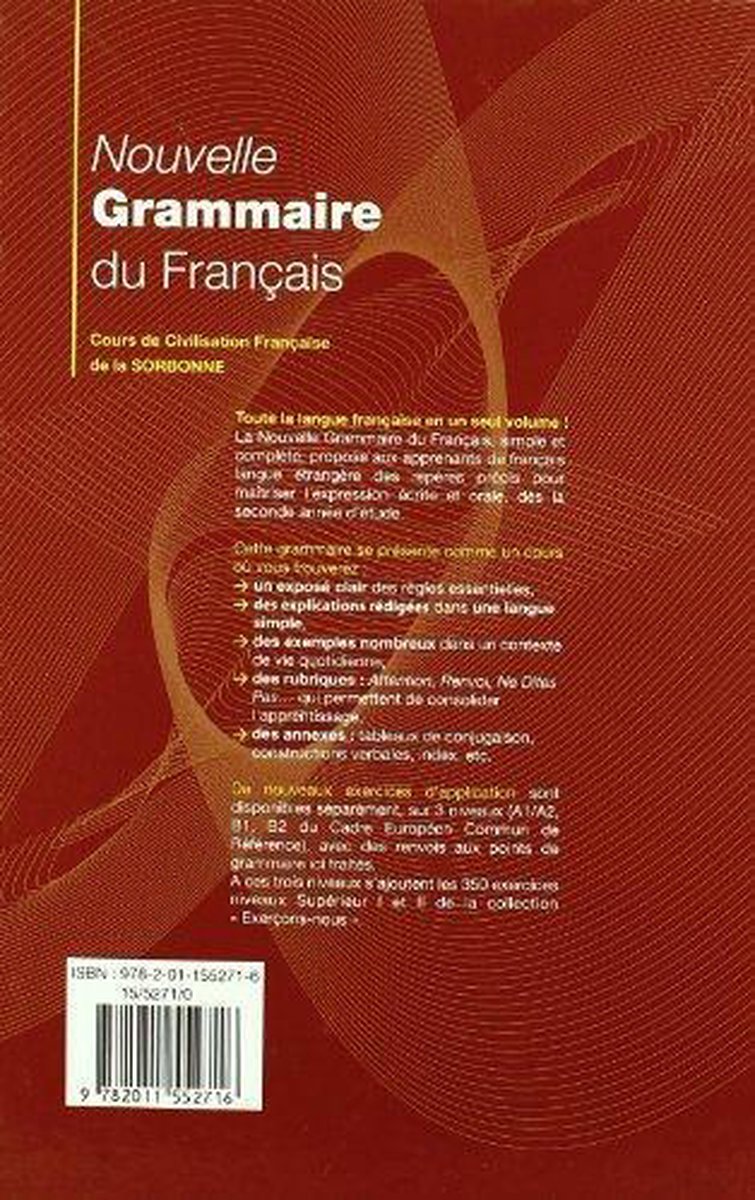 Nouvelle Grammaire du Francais (Cours de Civilisation de la Sorbonne) 9782011552716...