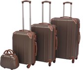 Luxe Kofferset 4 delig Hardcase bruin (Incl Reisetui) - Bruine Reiskoffers 4-delig - Travelcase hardcase - Reis baggage set - Koffer trolley - Rolkoffer