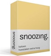 Snoozing - Katoen - Extra Hoog - Hoeslaken - Lits-jumeaux - 160x210 cm - Geel