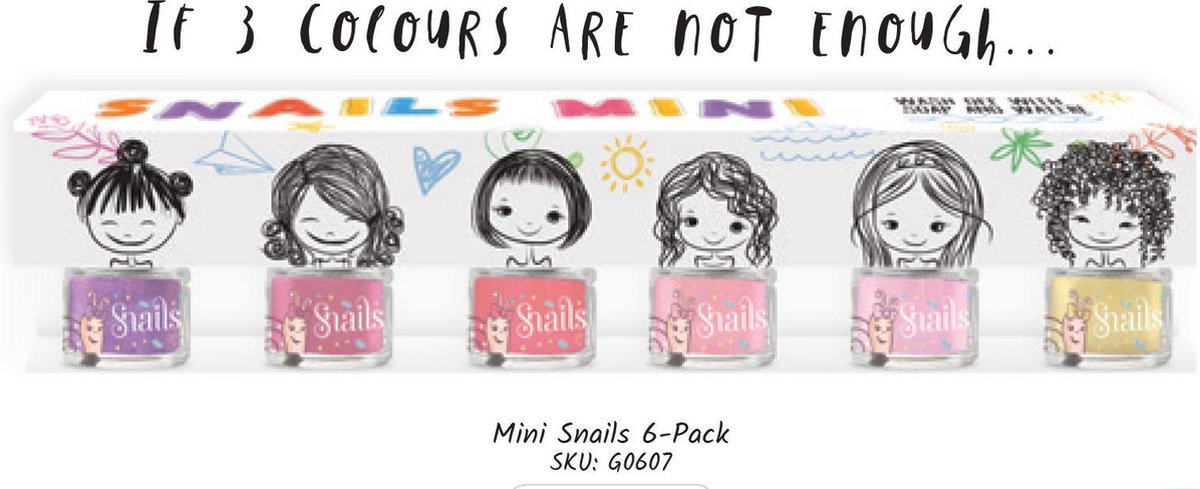 Kinderen Meisjes Nagellak Snails veilig afwasbaar Mini pack van 6 Beautyset Make-up