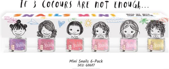 Kinderen Meisjes  Nagellak Snails veilig afwasbaar Mini pack van 6 Beautyset Make-up