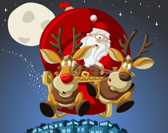 Diamond painting kerstkrans kerstman met rendier | Painting Diamonds