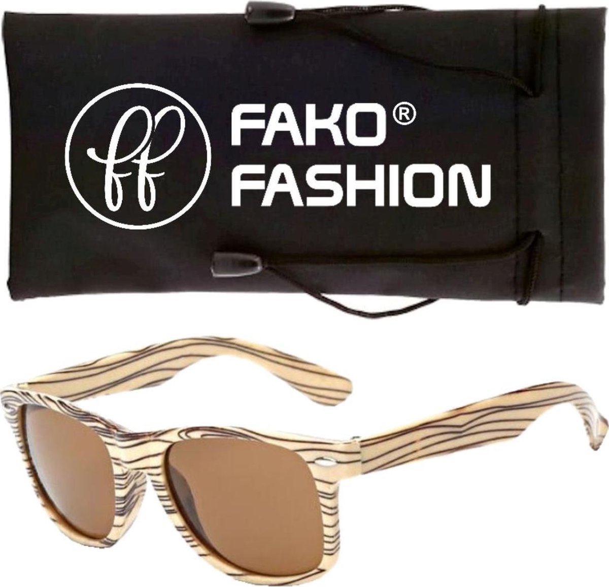Fako Fashion® - Zonnebril - Houtlook - Beige/Beige