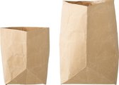 Bloomingville - Papieren Zakken voor decoratie - L15xH20xB15/L20xH30xB20 cm - Set van 2 - bruin