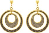 Behave® Dames oorbellen hangers rond goud-kleur en grijs 5 cm