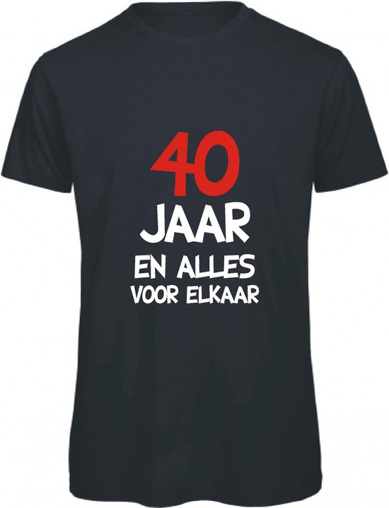40 jaar - 40 jaar verjaardag - T-shirt 40 jaar en alles voor elkaar - Maat M - Zwart