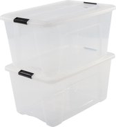 IRIS Topbox Opbergbox - 45L - Kunststof - Transparant/Zwart - Set van 2