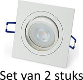 Dimbare Philips 5W GU10 inbouwspot | Wit vierkant | Set van 2 stuks