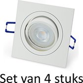 Dimbare Philips 5W GU10 inbouwspot | Wit vierkant | Set van 4 stuks