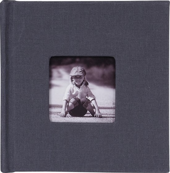 FotoHolland -Mini Fotoalbum 10x10 cm - 12 pagina's zwart Brillianta grijs,  met venster... | bol.com
