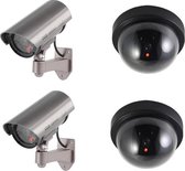 Dummy beveiligingscamera set van vier zwart en zilver - LED / sensor