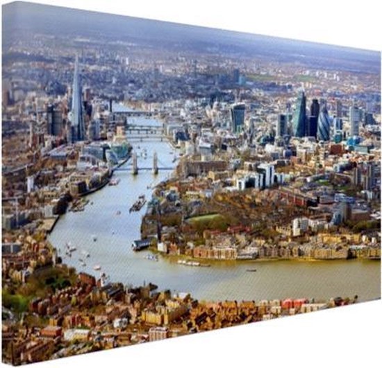 Vue aérienne de Londres en toile 120x80 cm - impression photo sur toile peinture Décoration murale salon / chambre à coucher) / Villes Peintures Toile