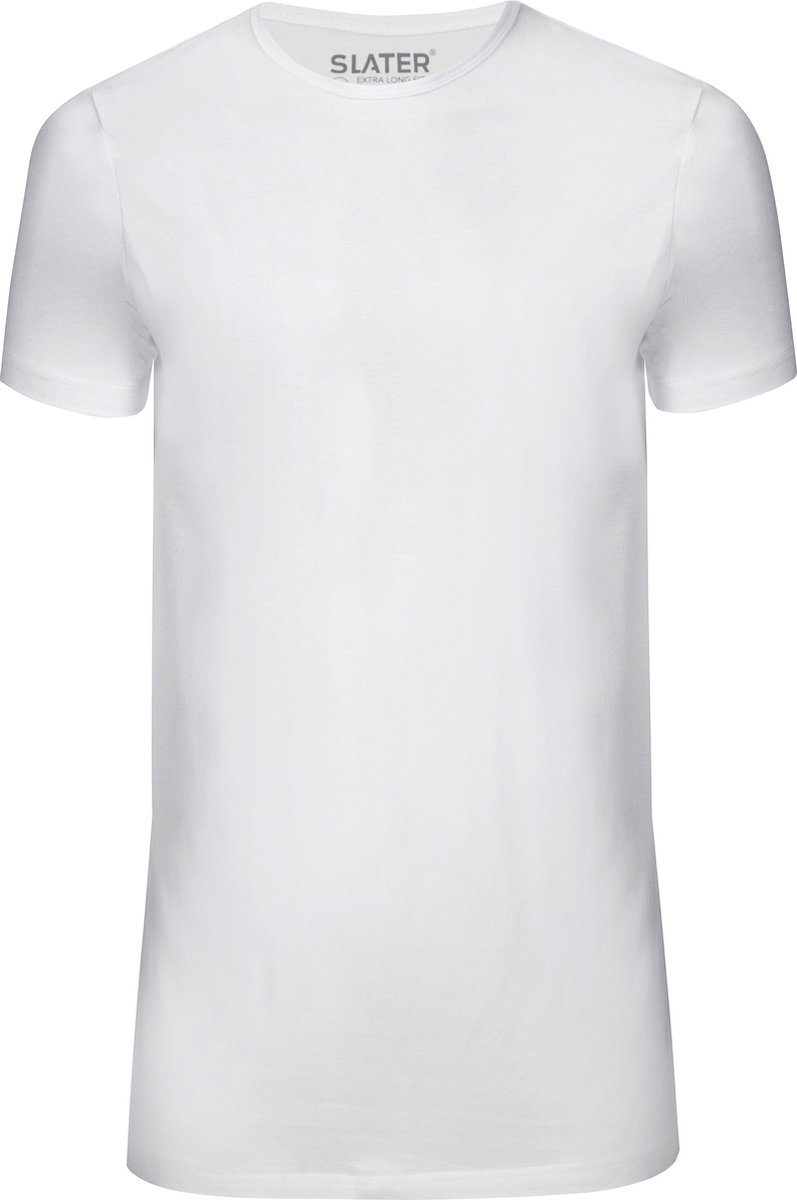 Slater 7700 - Basic Fit Extra Lang 2-pack T-shirt ronde hals korte mouw wit 3XL 100% katoen