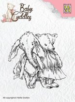 CSBC005 clearstamp Nellie Snellen Baby Cuddles olifant & beer geboorte knuffels