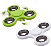relaxdays 2 x Fidget Spinner - tri-spinner 58 g - hand spinner - anti-stress groen wit