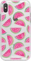 Fooncase Hoesje Geschikt voor iPhone XS - Shockproof Case - Back Cover / Soft Case - Watermeloen