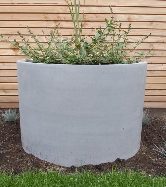 plantenbak rond 85 cm fiberstone betonlook grijs | bol.com