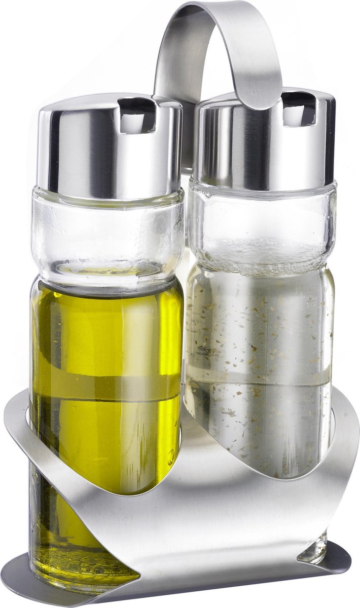 Westmark Olie-en-azijnstel, 3-delig, inhoud: elk 160 ml, roestvrij staal/glas, Wien, zilver/doorzichtig, 65042260
