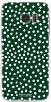 FOONCASE Samsung Galaxy S7 Edge hoesje TPU Soft Case - Back Cover - POLKA COLLECTION / Stipjes / Stippen / Donker Groen