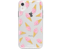 Fooncase Hoesje Geschikt voor iPhone XR - Shockproof Case - Back Cover / Soft Case - Ice Ice Baby / Ijsjes / Roze ijsjes
