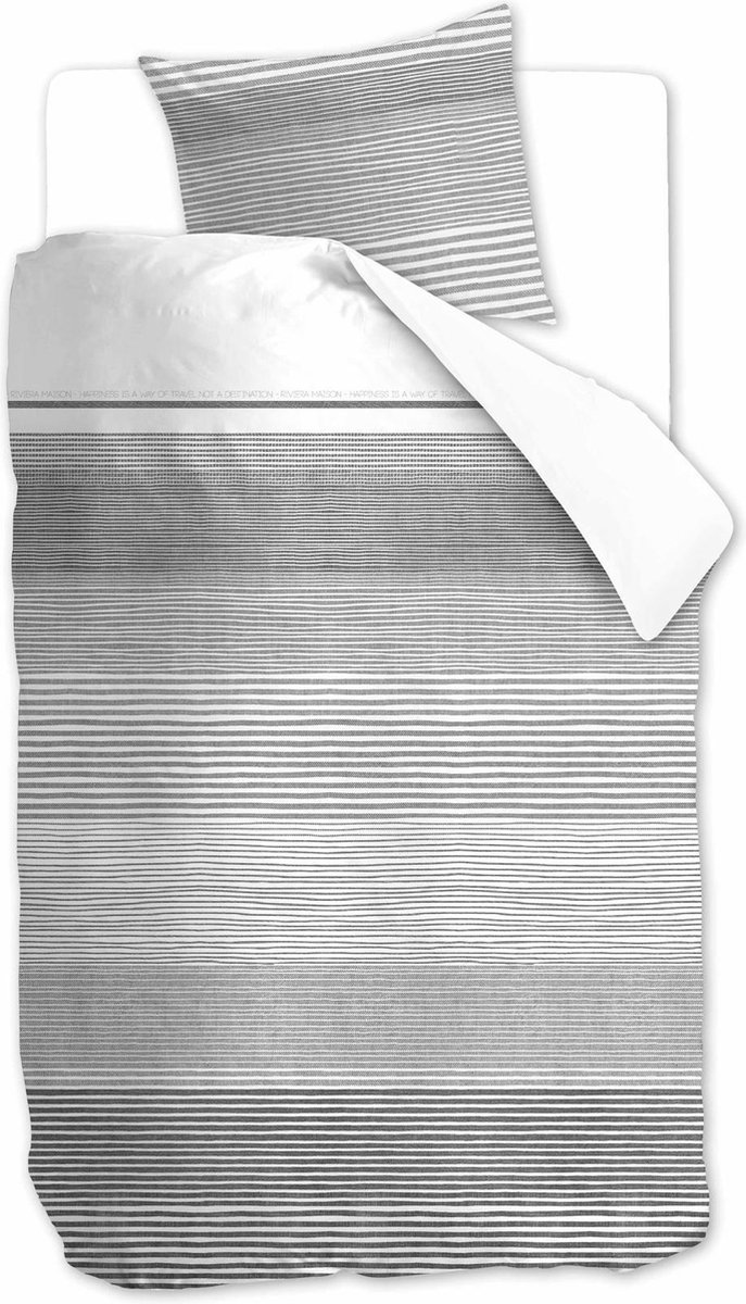 Riviera Maison Destination Dekbedovertrek - Eenpersoons - 140x200/220 cm - Grey