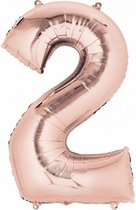 Folie Ballon Cijfer "2" Rose Goud - 66 x 88 cm