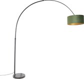 QAZQA xxl - Moderne Booglamp | Vloerlamp | Staande Lamp met kap - 1 lichts - H 2250 mm - Zwart Goud - Woonkamer | Slaapkamer
