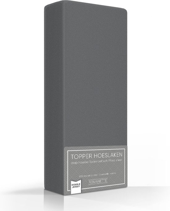 Comfortabele Dubbel Jersey Topper Hoeslaken Antraciet | 140/150/160x200/210/220 | Heerlijk Zacht | Extra Dikke Kwaliteit