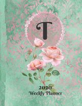 Plan On It Large Print 2020 Weekly Calendar Planner 15 Months Notebook Includes Address Phone Number Pages - Monogram Letter T