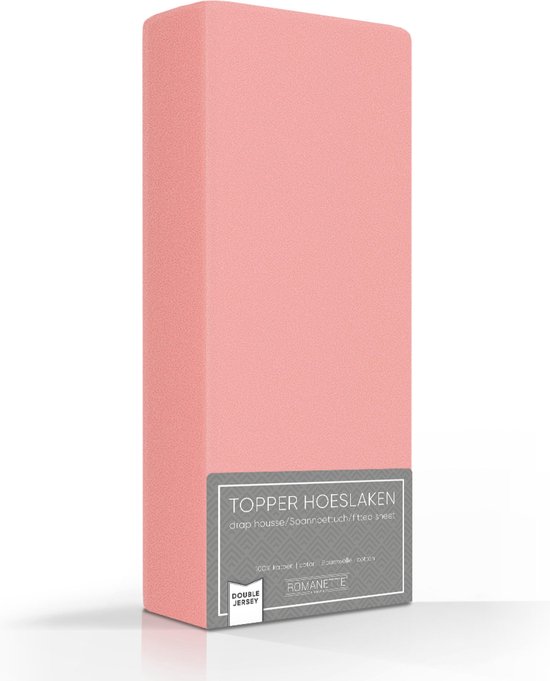 Comfortabele Dubbel Jersey Topper Hoeslaken Roze | 150x220| Heerlijk Zacht | Extra Dikke Kwaliteit