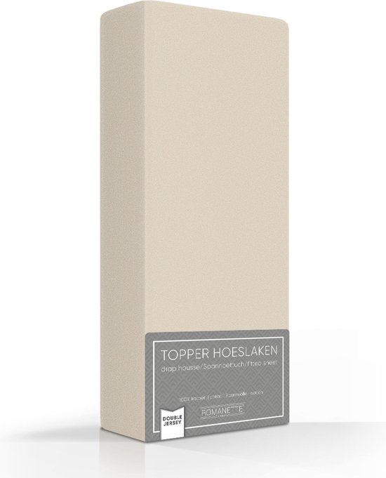 Comfortabele Dubbel Jersey Topper Hoeslaken Zand | 140x210| Heerlijk Zacht | Extra Dikke Kwaliteit
