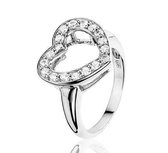 Montebello Ring Cherryl - 925 Zilver Gerhodineerd - Hart - Maat 52-16.5mm
