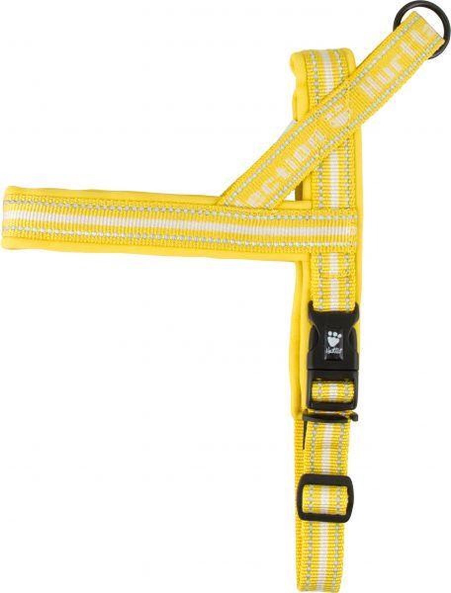 HURTTA Padded Hondentuig / Harnas - Nylon - Neopreen Binnenvoering - Geel - Reflecterend - Borstomtrek 80 - 100 cm - GELIEVE ALVORENS BESTELLEN OPMETEN