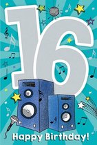 Cijferkaart met muziek 16 Happy Birthday