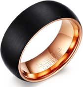Schitterende Zwarte Rosé Goud Kleur Ring | Wolfraamcarbide Ring | Brede Ring 18.25 mm. (maat 57)