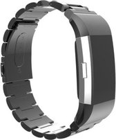 Metalen Bandje Zwart geschikt voor FitBit Charge 2 - Premium RVS Armband Black