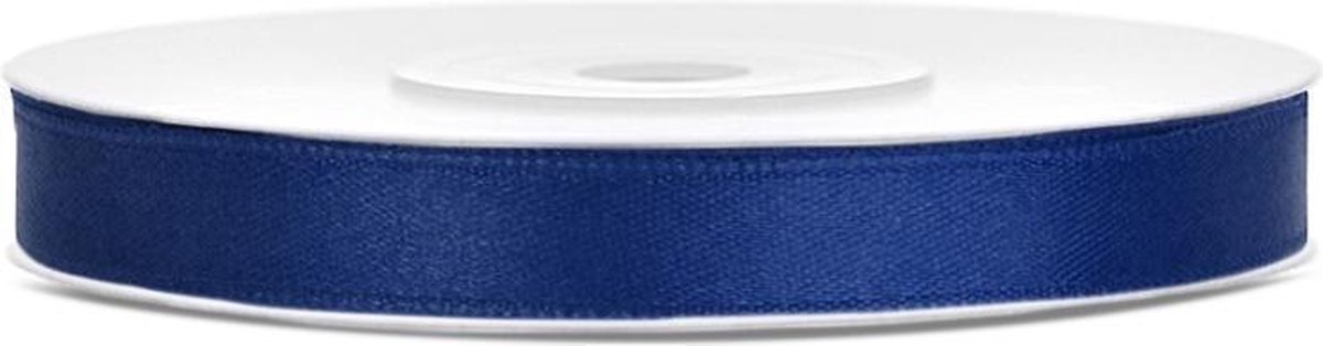 Satijn lint donkerblauw, 6 mm, rol circa 25m