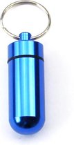 Tube de médecine - Tube de pilule - Porte-clés - Aluminium - Bleu