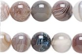 Natuurstenen kralen, Botswana Agaat, ronde kralen van 10mm. Verkocht per streng van ca. 40cm (ca. 40 kralen)