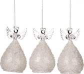 Goodwill - Kerstengel - Engel -  Kerstdecorati e - Glas - Witte kraaltjes  - van 3 modellen -  Hart -of  Boek - of handen-  12cm - LET OP PRIJS PER 1 STUK