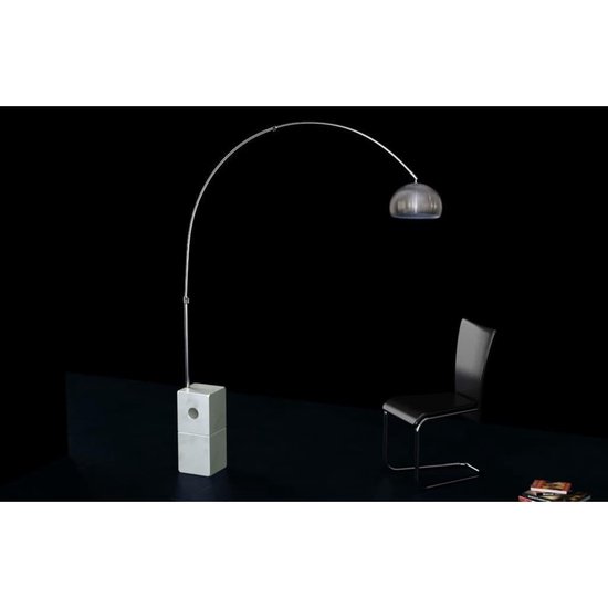 Design booglamp LOUNGE DEAL oranje met witte marmeren voet 175-205cm uittrekbaar booglamp