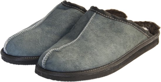 Schapenvacht pantoffels - Lamsvacht heren slippers - Grijs - Maat 41