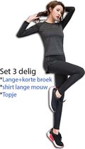 Fitness Yoga wear kleding set 3 stuks rek Katoen / Nylon ademend maat M zwart