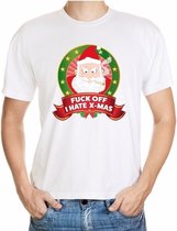 Foute kerst shirt wit - Fuck off I hate x-mas - voor heren XL