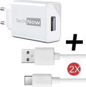 TechNow Oplader Fast Charge Snellader met 2x USB C Kabel - 12 Watt - Universeel voor Telefoon / Tablet / GSM / Smartphone