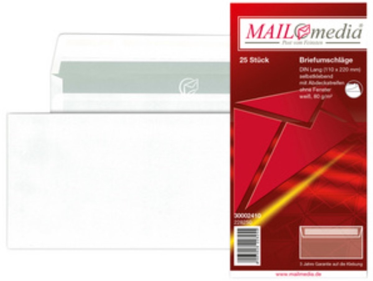 MAILmedia enveloppen wit DIN lang zonder venster